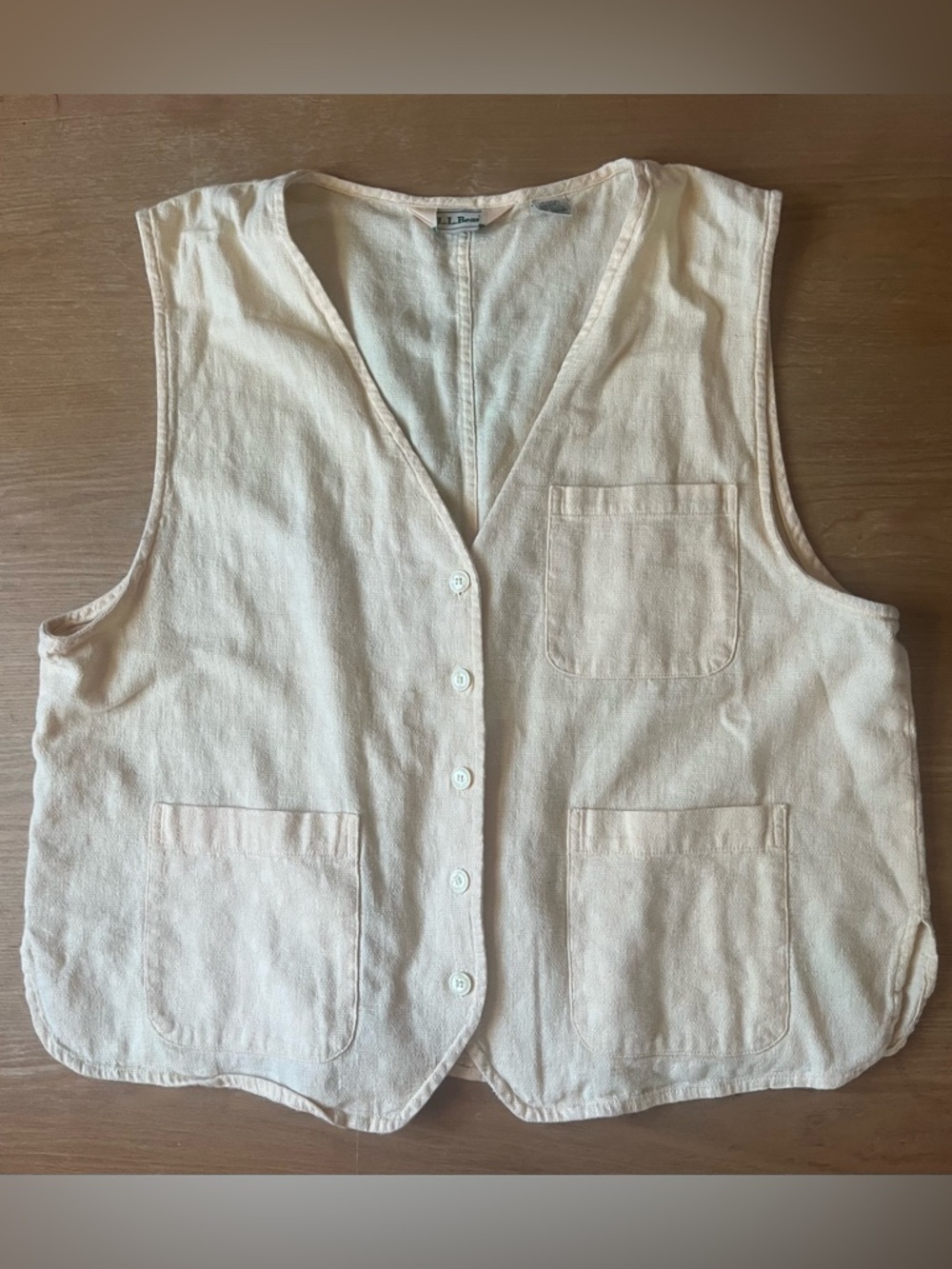 Butter Yellow LL Bean Vintage 100% Cotton Button Tank Women’s Large Adjustable